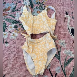 Sweet Honey Yellow Floral One-Piece Swimsuit